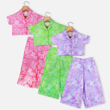 Load image into Gallery viewer, Tropical Printed Top With Wide Leg Pants Co-Ord Set- Pink, Lavender &amp; Green
