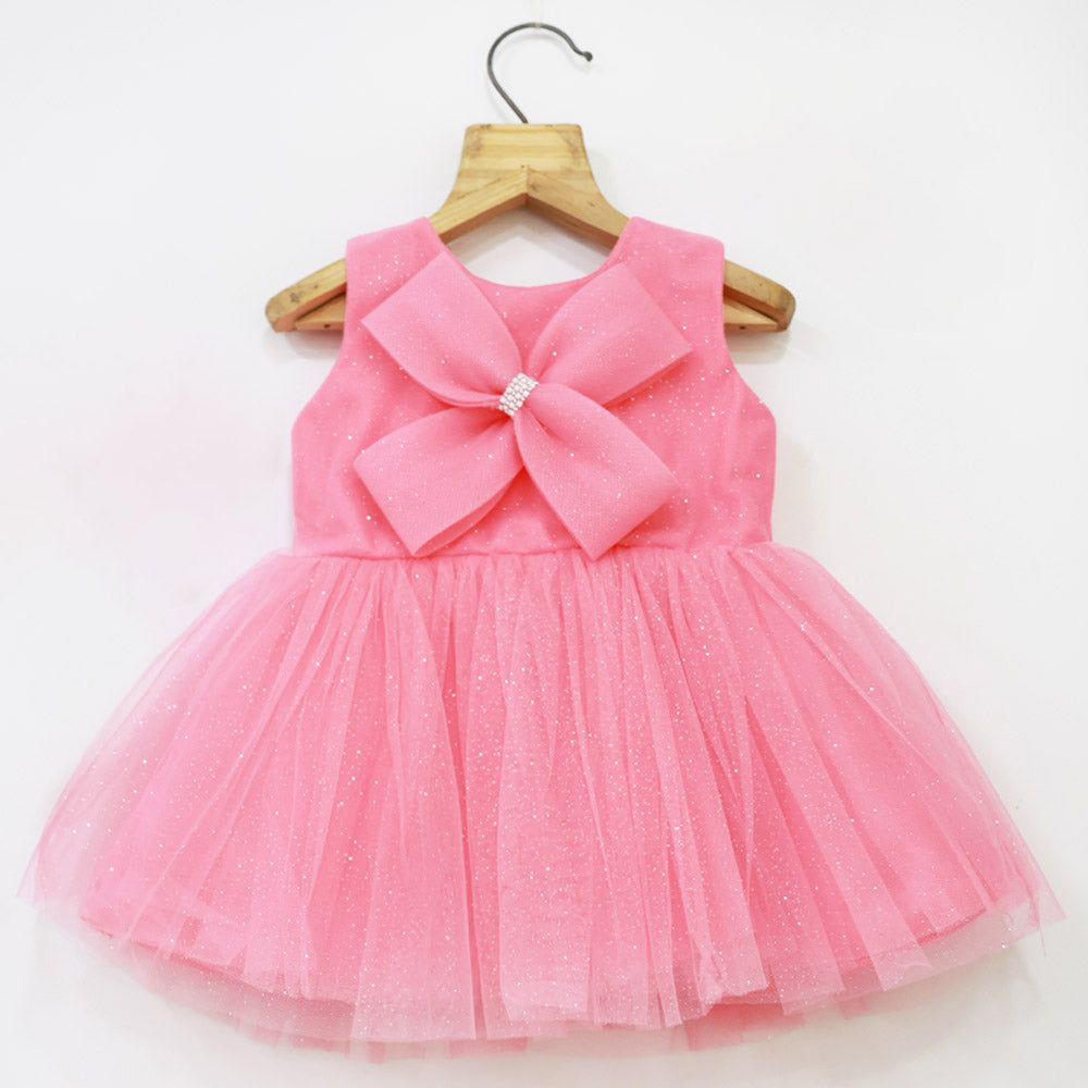 Pink Bow Embellished Party Dress