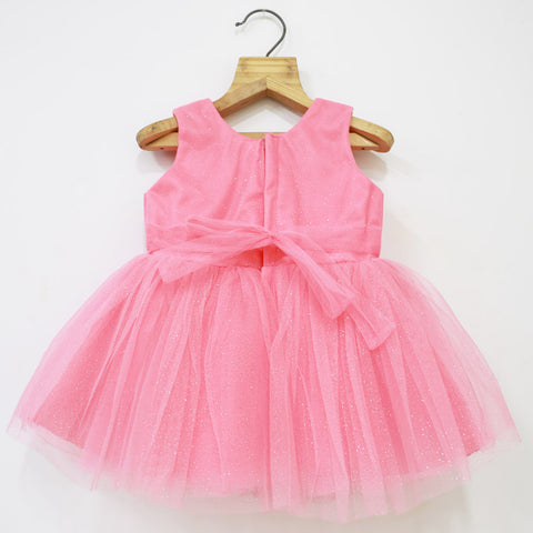 Pink Bow Embellished Party Dress