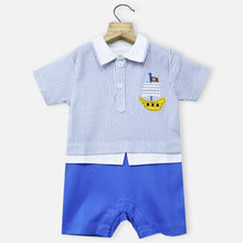 Load image into Gallery viewer, Blue &amp; Yellow Striped Half Sleeves Romper
