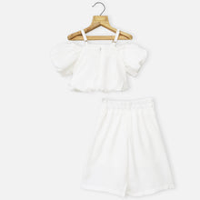 Load image into Gallery viewer, Pink &amp; White Cold Shoulder Crop Top With Palazzo Co-Ord Set
