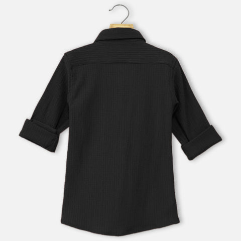 Black Relaxed Fit Full Sleeves Shirt