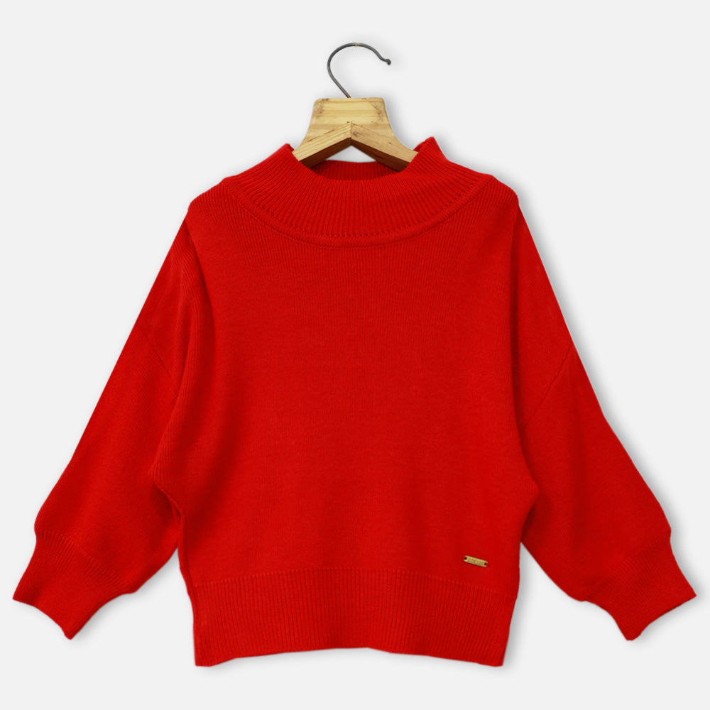 Red & Black Full Sleeves Sweater