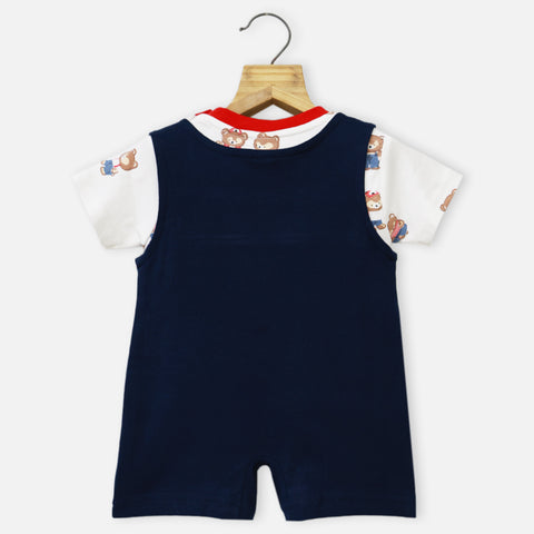 Blue Romper Dungaree With White T-Shirt