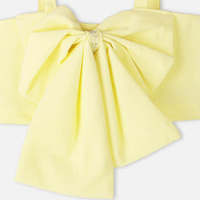 Load image into Gallery viewer, Lemon Yellow Front Bow Crop Top
