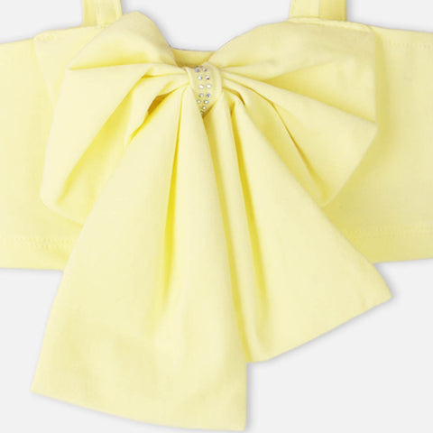 Lemon Yellow Front Bow Crop Top