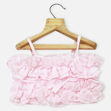 Load image into Gallery viewer, Pink Ruffled Sleeveless Crop Top
