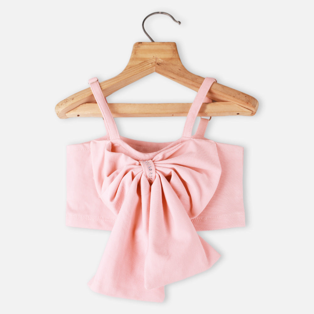 Pink Front Bow Crop Top