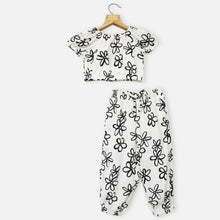 Load image into Gallery viewer, Ivory Floral Crop Top With Bottom Co-Ord Set
