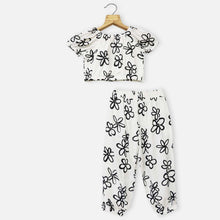 Load image into Gallery viewer, Ivory Floral Crop Top With Bottom Co-Ord Set
