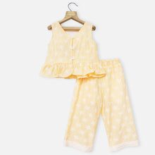 Load image into Gallery viewer, Yellow &amp; Peach Embroidered Top With Palazzo Pant
