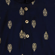 Load image into Gallery viewer, Blue Block Printed Kurta With Beige Pajama
