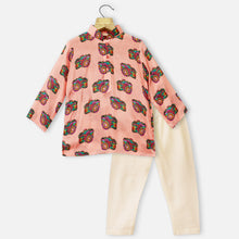 Load image into Gallery viewer, Peach Camera Theme Kurta With Ivory Pajama
