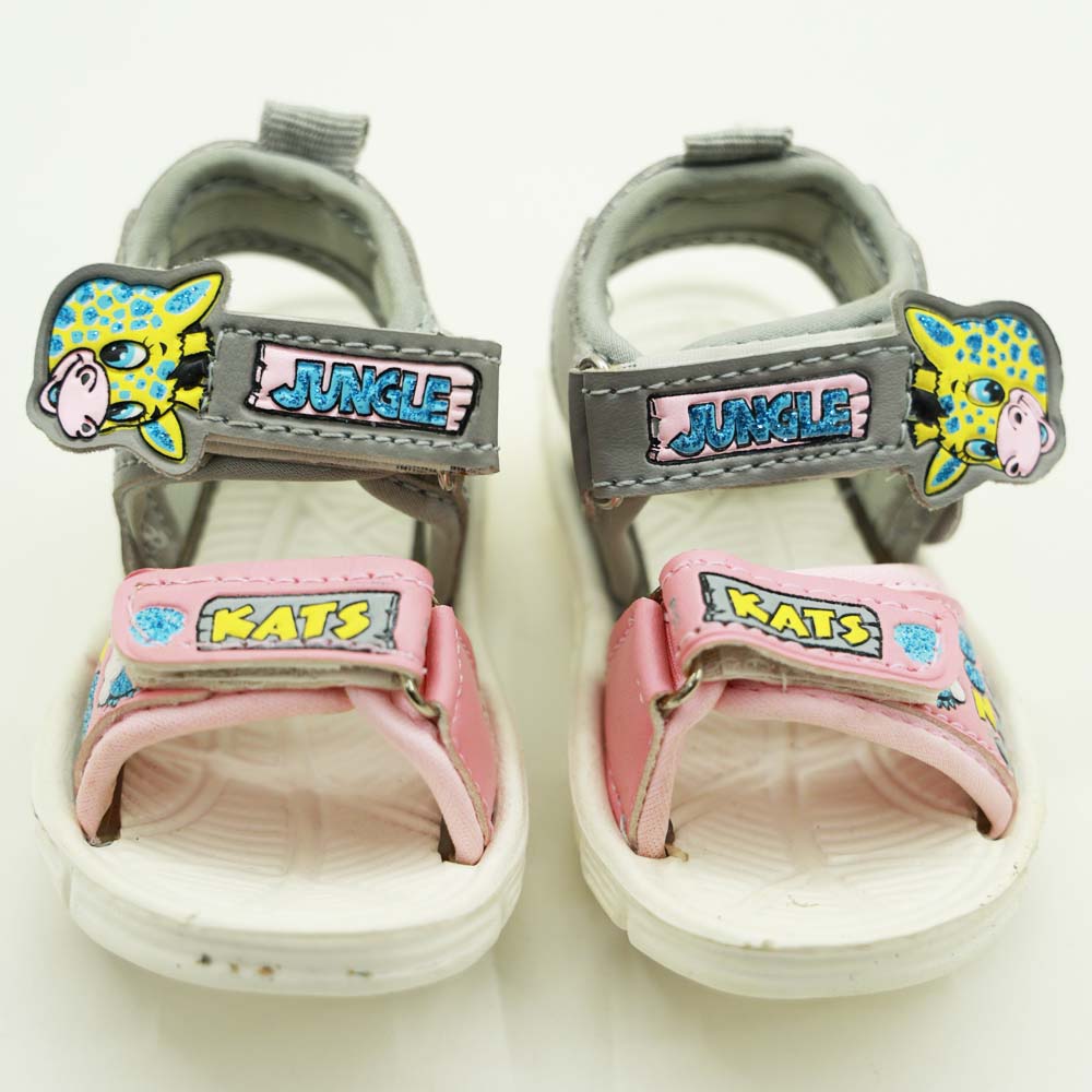 Grey Jungle Theme Velcro Strap Sandals