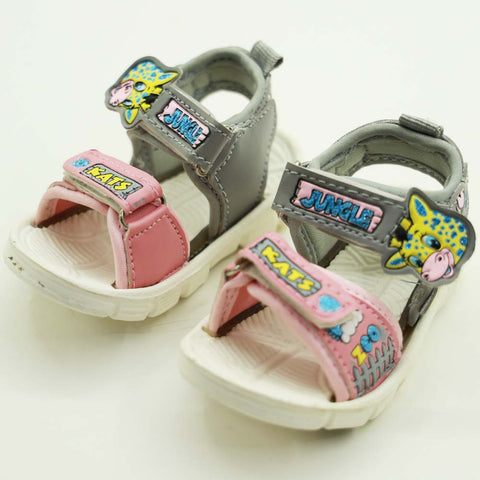 Grey Jungle Theme Velcro Strap Sandals