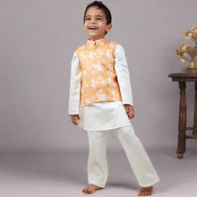 Load image into Gallery viewer, Orange Patola Printed Nehru Jacket With Kurta &amp; Pajama
