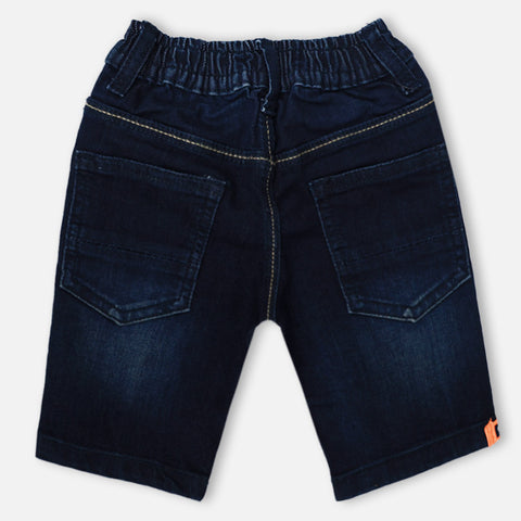 Blue Elasticated Waist Denim Bermuda Shorts