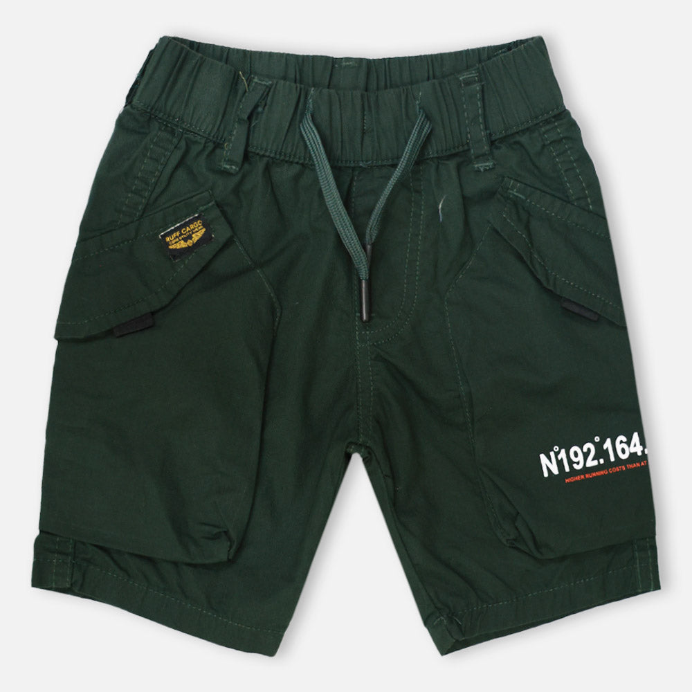 Green Elasticated Waist Cargo Shorts