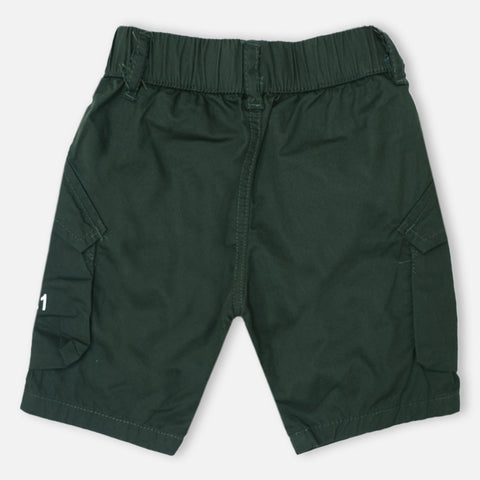 Green Elasticated Waist Cargo Shorts