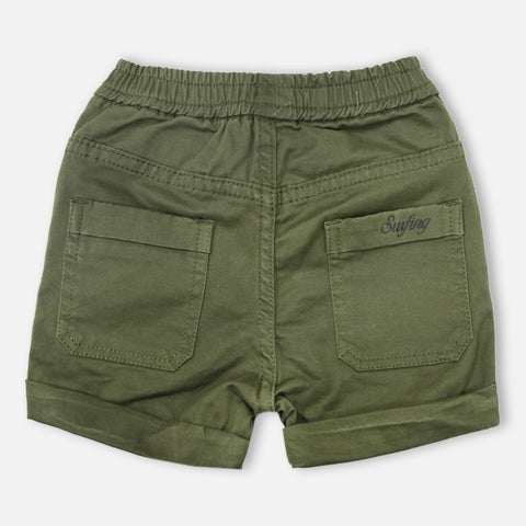 Green Folded Hem Shorts