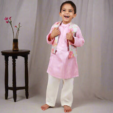 Load image into Gallery viewer, Tropical Printed Nehru Jacket With Purple Kurta &amp; Pajama
