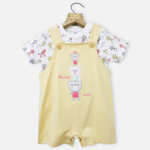 Load image into Gallery viewer, Yellow Dungree With White Teddy Bear Printed T-Shirt
