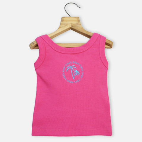 Green & Pink Typographic Tank Top