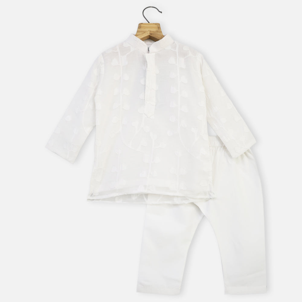 White Embroidered Kurta With Pajama