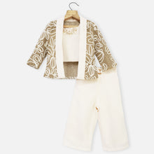 Load image into Gallery viewer, Beige Crop Top With Palazzo &amp; Shrug
