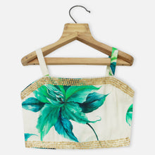 Load image into Gallery viewer, Ivory Tropical Crop Top With Flared Palazzo &amp; Shrug
