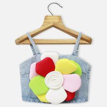 Load image into Gallery viewer, Blue Flower Embellished Sleeveless Denim Top
