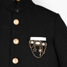 Load image into Gallery viewer, Black Jacket With White Kurta &amp; Pajama Indowestern Set
