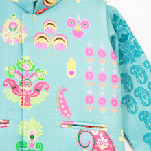 Load image into Gallery viewer, Blue Paisley Printed Nehru Jacket With Kurta &amp; Pajama
