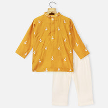 Load image into Gallery viewer, Embroidered Kurta With Pajama- Yellow, Green &amp; Blue
