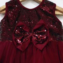 Load image into Gallery viewer, Wine Sequins Embellished Dress With Booties &amp; Headband
