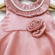 Load image into Gallery viewer, Mauve Ruffled Neckline Pary Dress With Booties &amp; Headband
