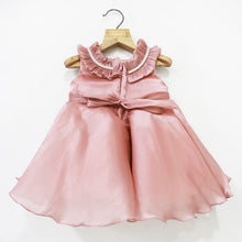 Load image into Gallery viewer, Mauve Ruffled Neckline Pary Dress With Booties &amp; Headband
