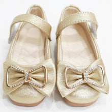 Load image into Gallery viewer, Golden Bow Embellished Velcro Closure Ballerina
