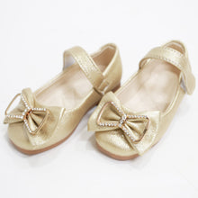 Load image into Gallery viewer, Golden Bow Embellished Velcro Closure Ballerina
