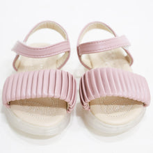 Load image into Gallery viewer, Pink &amp; White Pleated Straps With Velcro Closure Sandals
