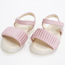 Load image into Gallery viewer, Pink &amp; White Pleated Straps With Velcro Closure Sandals
