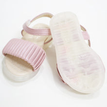 Load image into Gallery viewer, Pink &amp; White Pleated Straps With Velcro Closure Sandals
