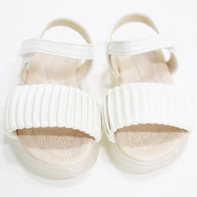 Load image into Gallery viewer, Pink &amp; White Pleated Straps With Velcro Closure Sandals
