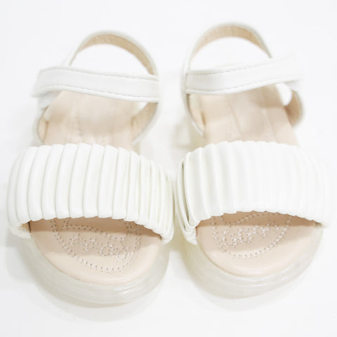 Pink & White Pleated Straps With Velcro Closure Sandals