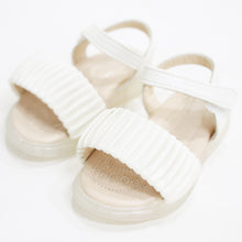 Load image into Gallery viewer, Pink &amp; White Pleated Straps With Velcro Closure Sandals
