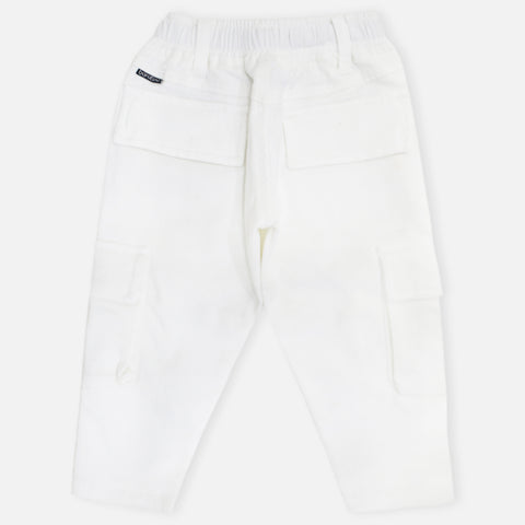 White Elasticated Waist Cargo Pant