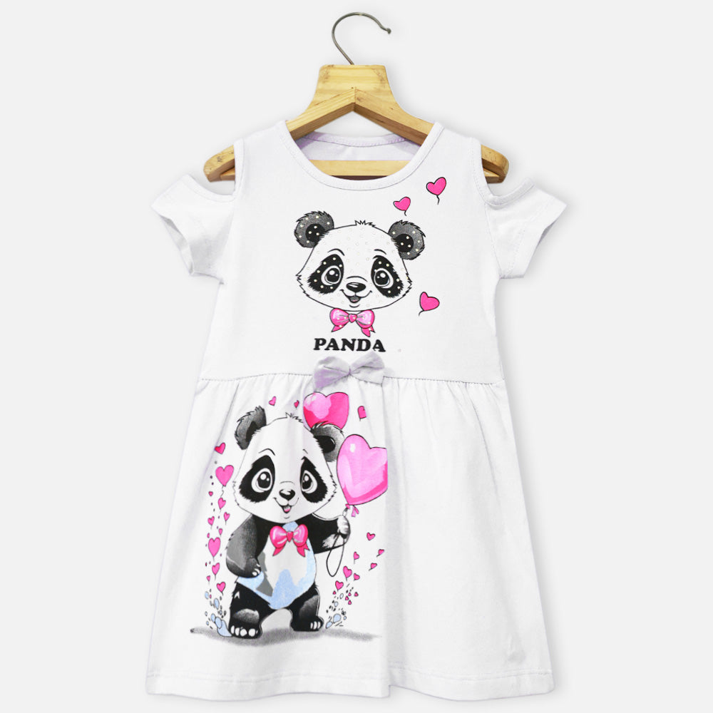 Panda Theme Cold Shoulder Dress