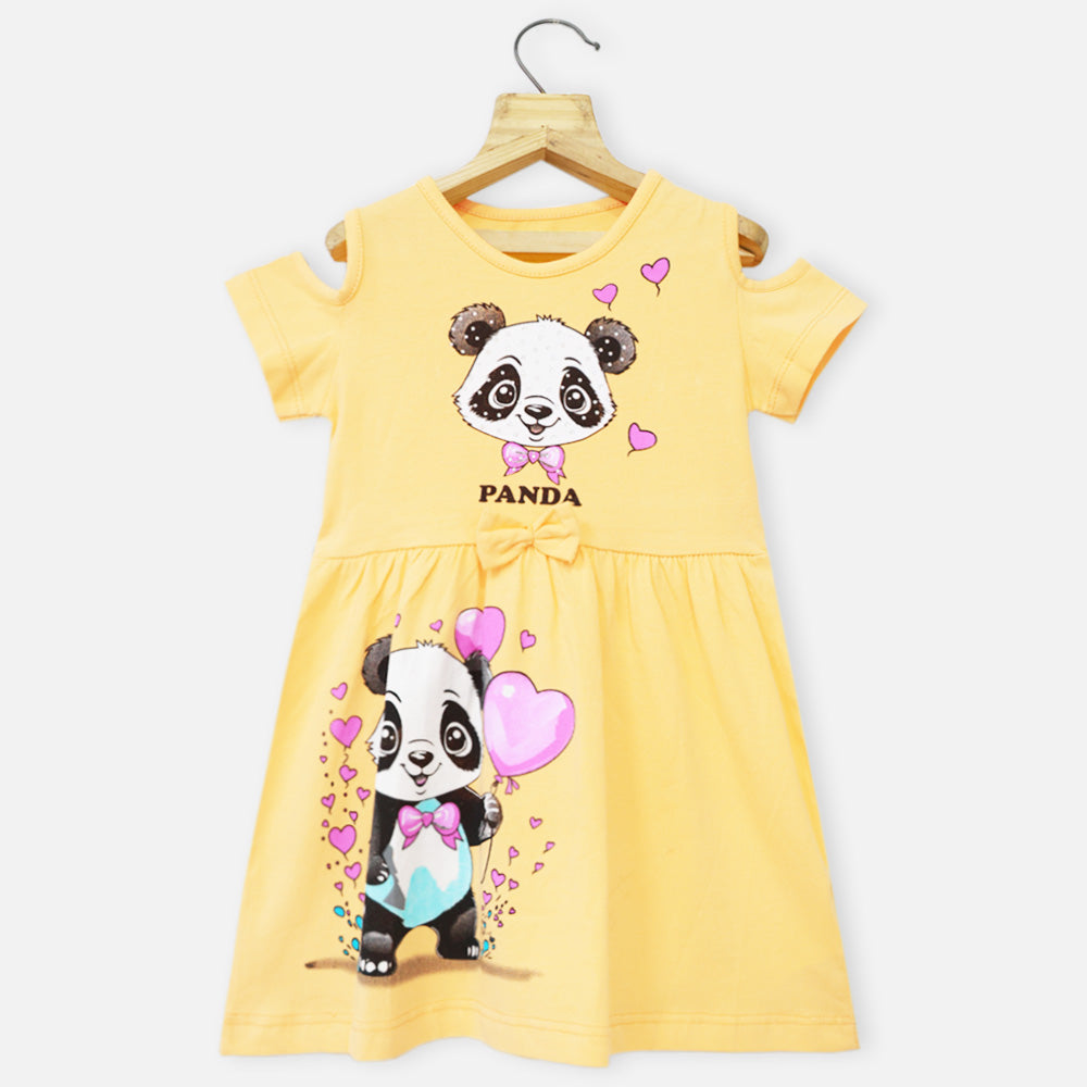 Panda Theme Cold Shoulder Dress