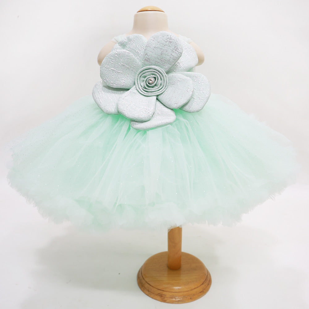 Mint Flower Embellished Party Dress