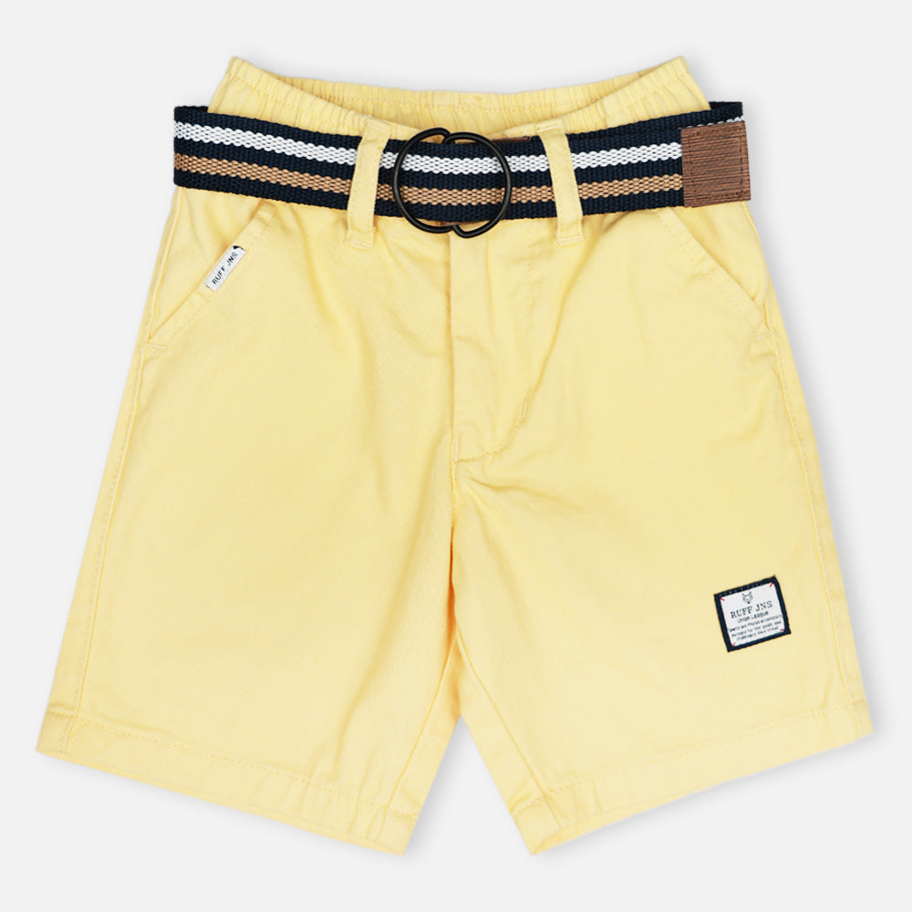 Cotton Shorts With Belt- White,Coral, & Yellow